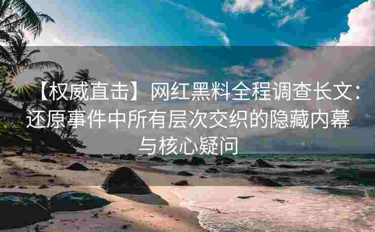 【权威直击】网红黑料全程调查长文：还原事件中所有层次交织的隐藏内幕与核心疑问